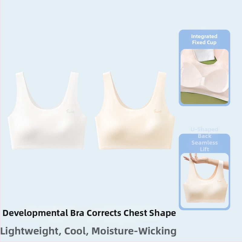 Αθλητικό σουτιέν χωρίς ραφές για έφηβες, πλήρες κύπελλο, αναπνεύσιμο, με σταθερά διπλά λουριά