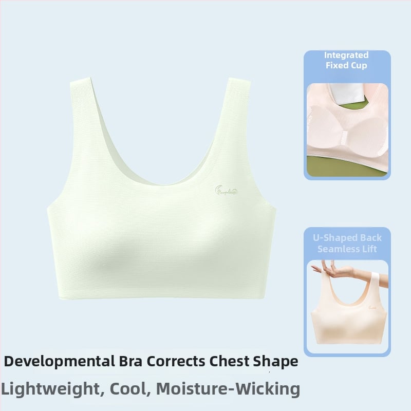 Αθλητικό σουτιέν χωρίς ραφές για έφηβες, πλήρες κύπελλο, αναπνεύσιμο, με σταθερά διπλά λουριά