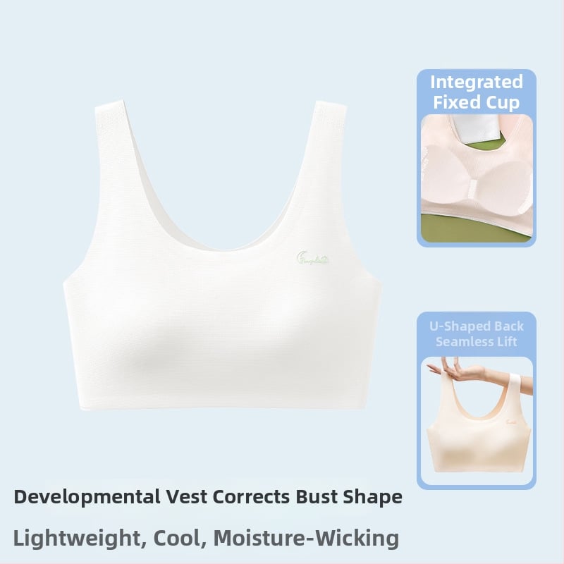 Αθλητικό σουτιέν χωρίς ραφές για έφηβες, πλήρες κύπελλο, αναπνεύσιμο, με σταθερά διπλά λουριά