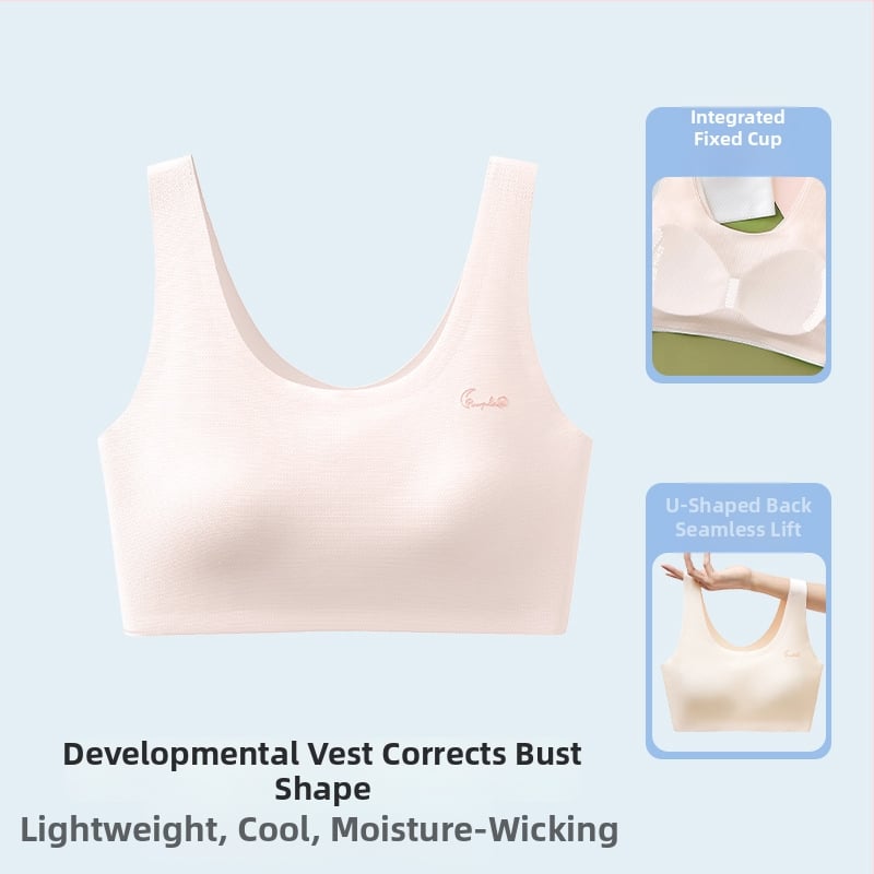 Αθλητικό σουτιέν χωρίς ραφές για έφηβες, πλήρες κύπελλο, αναπνεύσιμο, με σταθερά διπλά λουριά