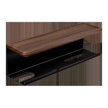 Organizator baie din lemn de nuc cu suport integrat pentru uscător de păr și prosoape, 2 etaje, suprafață anodizată, încărcare 5–10 kg