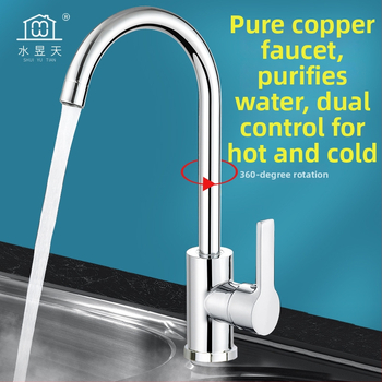 Zmiešavací kuchynský faucet, meď, keramický kartušový ventil, zvislá inštalácia, 0–100 °C, 1,6 MPa