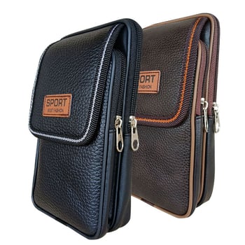 Мъжка поясна чанта за телефон - уличен стил, PU кожа, издръжлива на износване, подплатена полиестер-памук, марка Mingchuangda