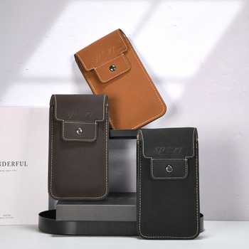 Férfi csípőn viselhető bőrtáska telefontartóval és kártyatartóval, kopásálló