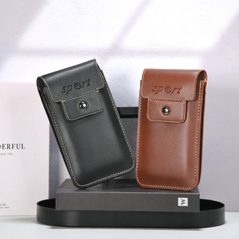 Férfi csípőn viselhető bőrtáska telefontartóval és kártyatartóval, kopásálló