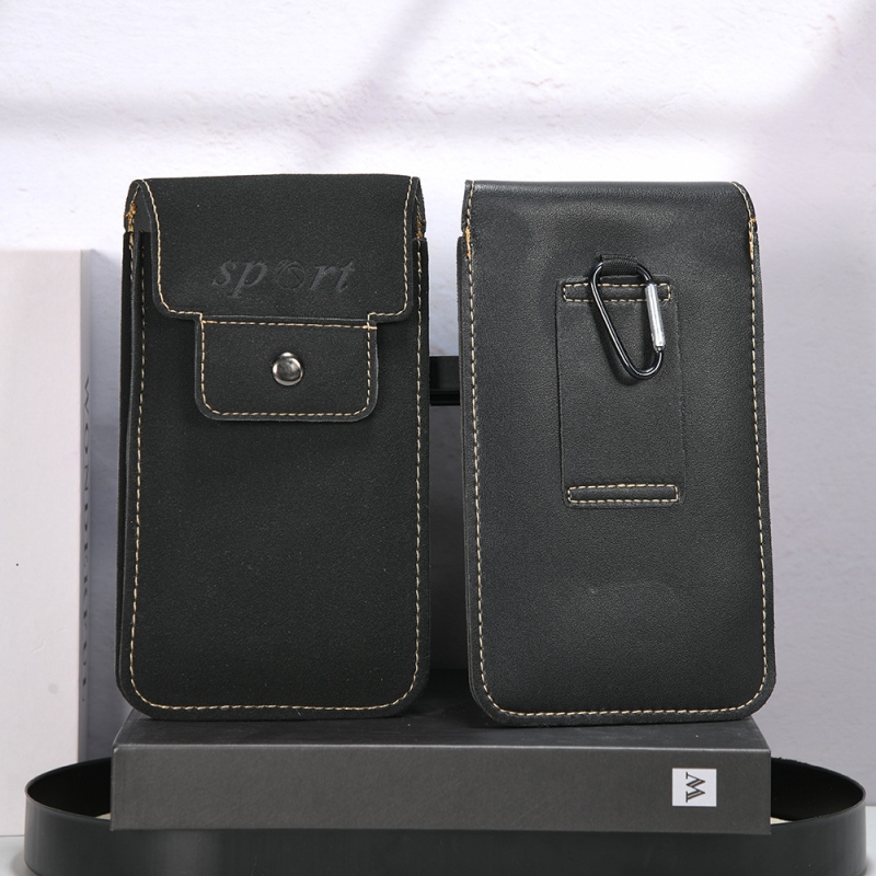 Férfi csípőn viselhető bőrtáska telefontartóval és kártyatartóval, kopásálló