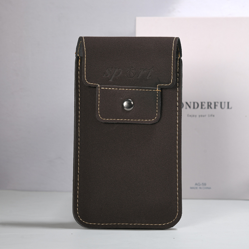 Férfi csípőn viselhető bőrtáska telefontartóval és kártyatartóval, kopásálló