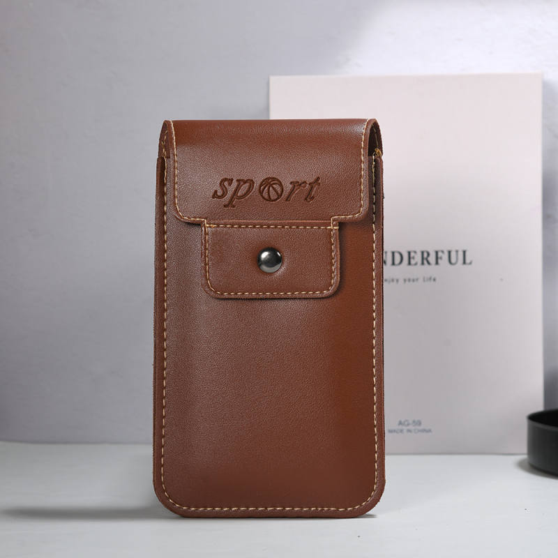 Férfi csípőn viselhető bőrtáska telefontartóval és kártyatartóval, kopásálló