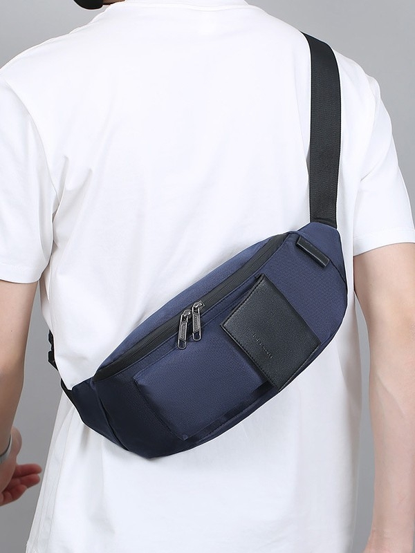 Muška torba za prsa – ulični stil, prozračan Oxford materijal, podstava od poliestera, jednofarban dizajn, jesen 2025