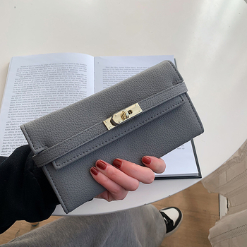 PU ženska clutch torbica s mekom drškom, gradski minimalistički stil, jednofarbeni dizajn, višestruki pretinci za kartice, podstava od poliestera