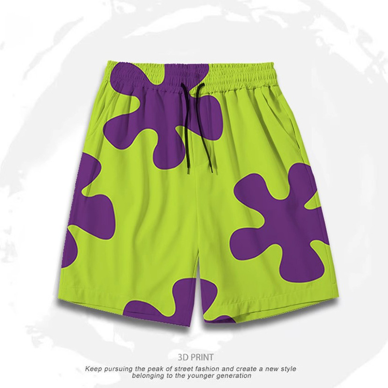 Ανδρικά καλοκαιρινά σορτς παραλίας, χαλαρή εφαρμογή, γρήγορο στέγνωμα, λεπτό ύφασμα πολυεστέρα 95%, εκτύπωση