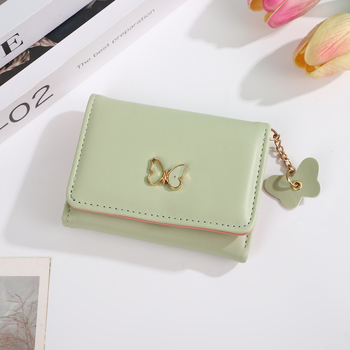 Πορτοφόλι σε κορεατικό στυλ με πεταλούδα-μενταγιόν, όλα σε ένα για καθημερινή χρήση (Κωδικός: Wm-16; Υλικό: PU; Διακόσμηση: Ζωϊκό μοτίβο; Εσωτερική επένδυση: PU)