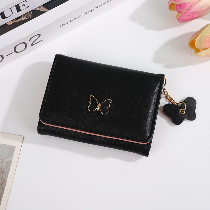 Πορτοφόλι σε κορεατικό στυλ με πεταλούδα-μενταγιόν, όλα σε ένα για καθημερινή χρήση (Κωδικός: Wm-16; Υλικό: PU; Διακόσμηση: Ζωϊκό μοτίβο; Εσωτερική επένδυση: PU)