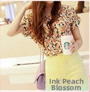 Dámska šifónová blúzka s potlačou, voľný strih, bat rukáv, okrúhly výstrih, letný top, dĺžka 50–65 cm