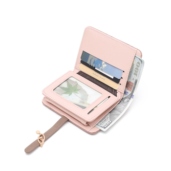 Női mini pénztárca virágmintával, rövid kialakítású csattal és cipzárral, PU bőr, városi egyszerű stílus, Love Step márka, bélés poliészter, 2025