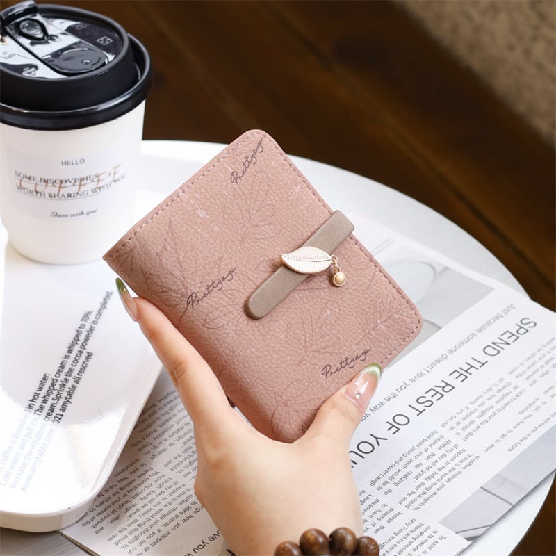 Női mini pénztárca virágmintával, rövid kialakítású csattal és cipzárral, PU bőr, városi egyszerű stílus, Love Step márka, bélés poliészter, 2025