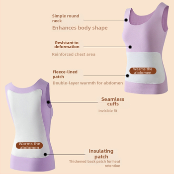 Vesta termică pentru femei, cu patch pe față și pe spate, încălzită, țesătură groasă de poliester