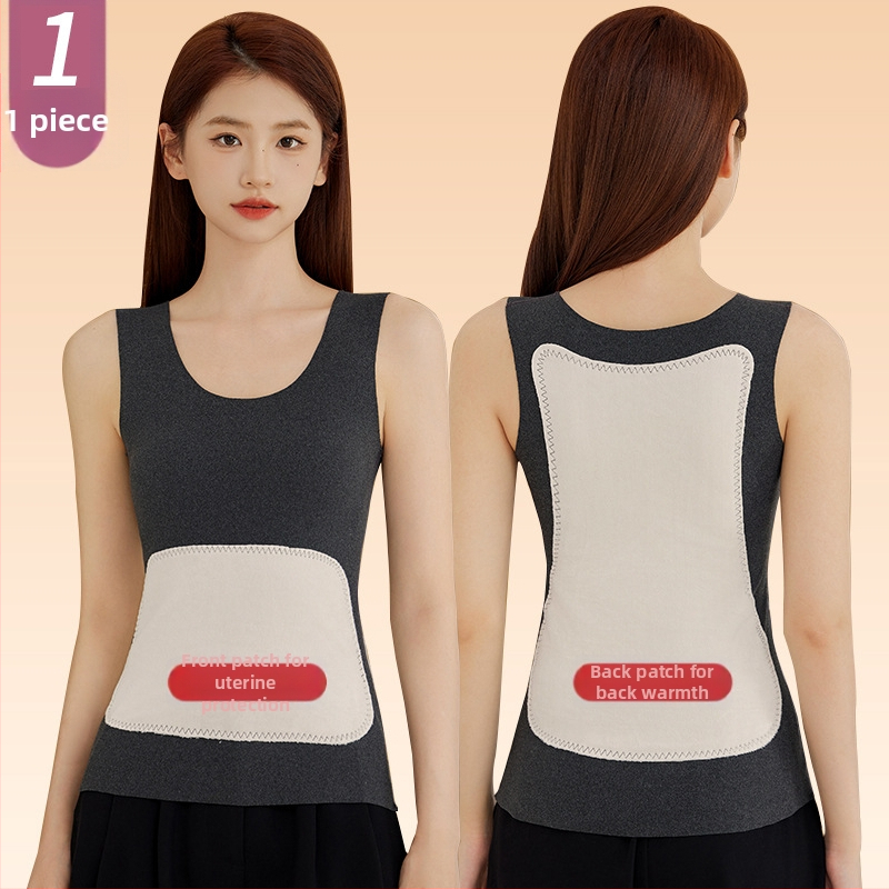 Vesta termică pentru femei, cu patch pe față și pe spate, încălzită, țesătură groasă de poliester