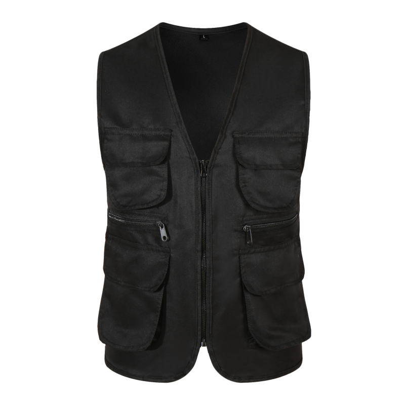 Γιλέκας φωτογράφισης με λογότυπο, γιλέκο εργασίας με πολλές τσέπες, φερμουάρ, πολυεστέρας, άνετη εφαρμογή