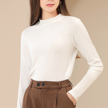 Дамска полиестерова флисова дълъг ръкав Т‑шърт с полувисока яка, базов слой, тясно прилепваща