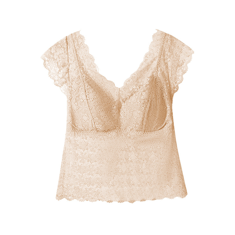 Csipkés váll nélküli melltartó formázott 3/4 kosárral, légáteresztő és kényelmes, szép hát