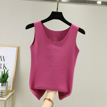 Vesta termică pentru femei, căptușită cu fleece, fără cusături, guler rotund, material gros din poliester