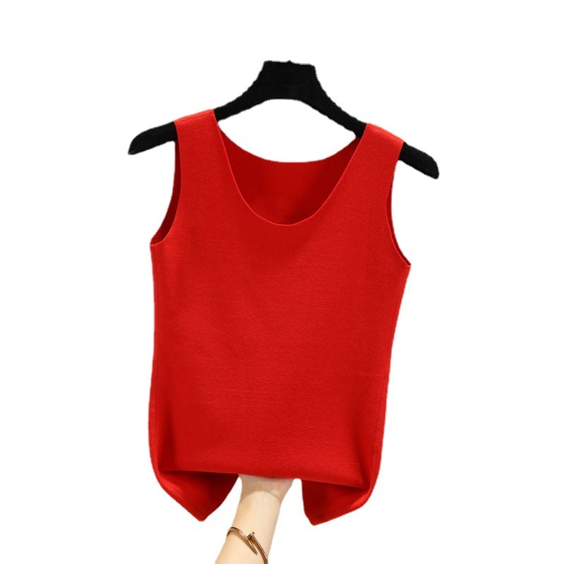 Vesta termică pentru femei, căptușită cu fleece, fără cusături, guler rotund, material gros din poliester