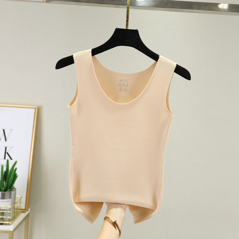 Vesta termică pentru femei, căptușită cu fleece, fără cusături, guler rotund, material gros din poliester