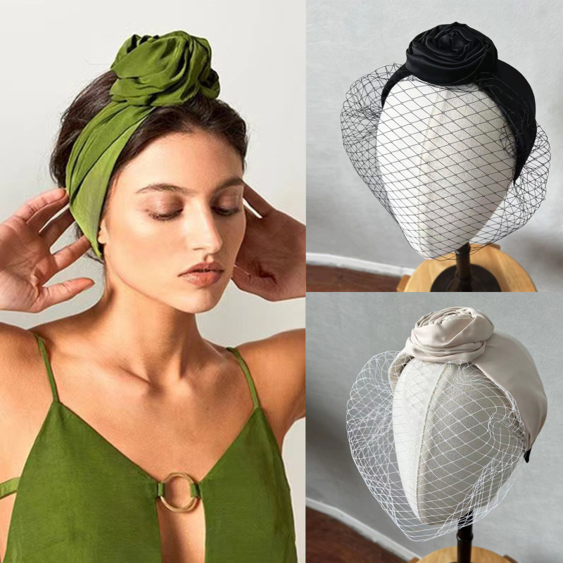 Kapa za glavu s birdcage veil, široka mrežasta traka za kosu, lampado-stil headpiece, prilagodljivo obrada, ženski univerzalni stil