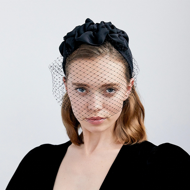 Kapa za glavu s birdcage veil, široka mrežasta traka za kosu, lampado-stil headpiece, prilagodljivo obrada, ženski univerzalni stil