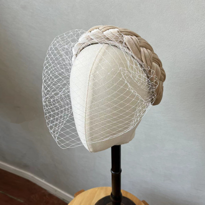 Kapa za glavu s birdcage veil, široka mrežasta traka za kosu, lampado-stil headpiece, prilagodljivo obrada, ženski univerzalni stil