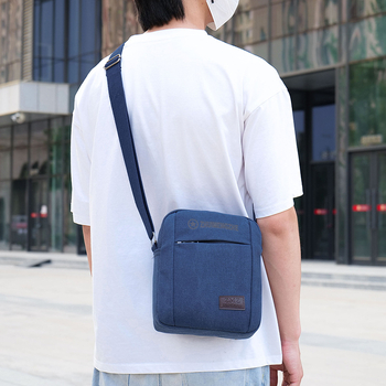Muška crossbody torba za poslovna putovanja, platno, poliesterova podstava, funkcija pohrane, pogodna za slobodno vrijeme putovanja