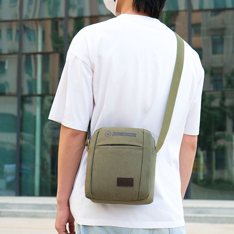 Muška crossbody torba za poslovna putovanja, platno, poliesterova podstava, funkcija pohrane, pogodna za slobodno vrijeme putovanja