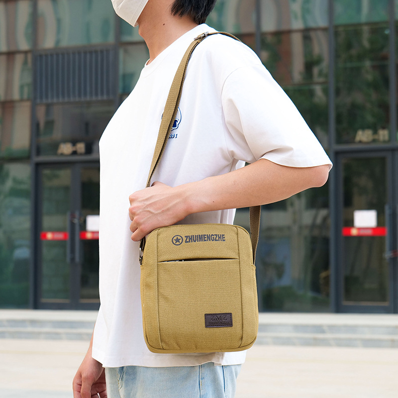 Muška crossbody torba za poslovna putovanja, platno, poliesterova podstava, funkcija pohrane, pogodna za slobodno vrijeme putovanja