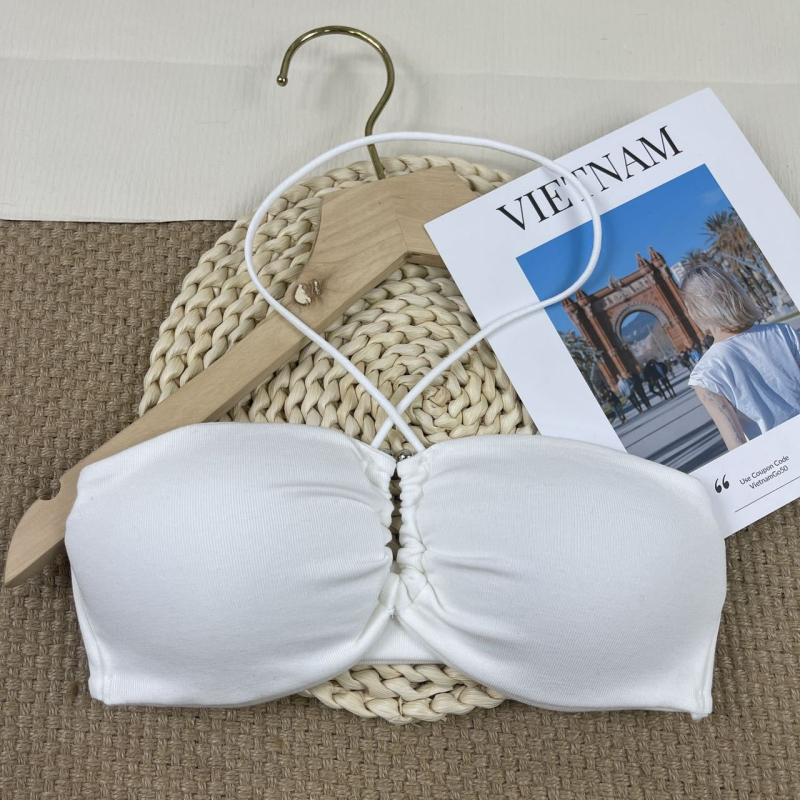 Top s omotnicom za prsa – seksi halterneck, fiksni košarice, srednje oblikovane košarice