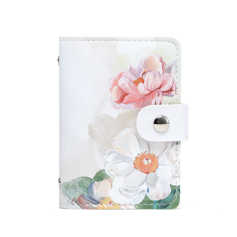 Novčanik za kartice u stilu uljne slike s floralnim uzorkom, PU materijal, 1 preklop, sklopiv, PU podstava (PU materijal, Floralni uzorak, 1 preklop, sklopiv, PU podstava)