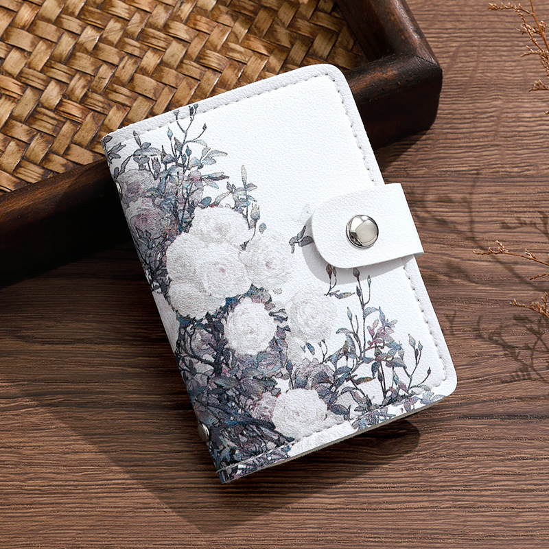 Novčanik za kartice u stilu uljne slike s floralnim uzorkom, PU materijal, 1 preklop, sklopiv, PU podstava (PU materijal, Floralni uzorak, 1 preklop, sklopiv, PU podstava)