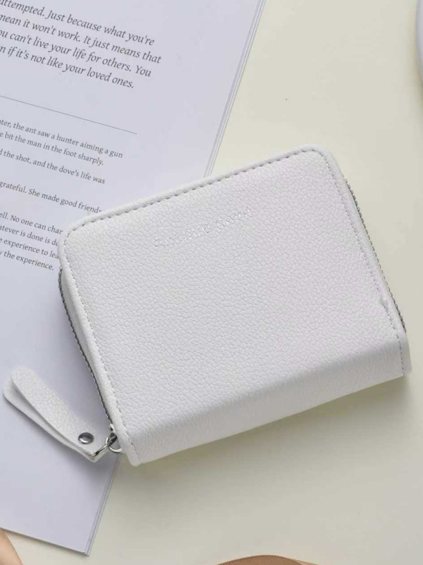 Novčanik za novčiće sa zatvaračem — gradski minimalistički stil, PU materijal, 2 preklopa, jednobojni uzorak, vodootporan i otporan na habanje (PU, 2 preklopa, jednobojni uzorak, vodootporan i otporan na habanje)