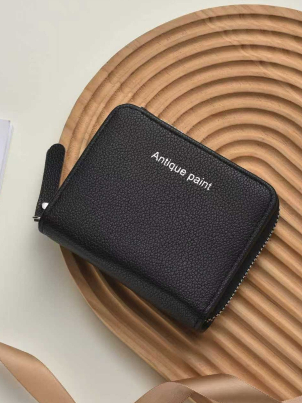 Novčanik za novčiće sa zatvaračem — gradski minimalistički stil, PU materijal, 2 preklopa, jednobojni uzorak, vodootporan i otporan na habanje (PU, 2 preklopa, jednobojni uzorak, vodootporan i otporan na habanje)