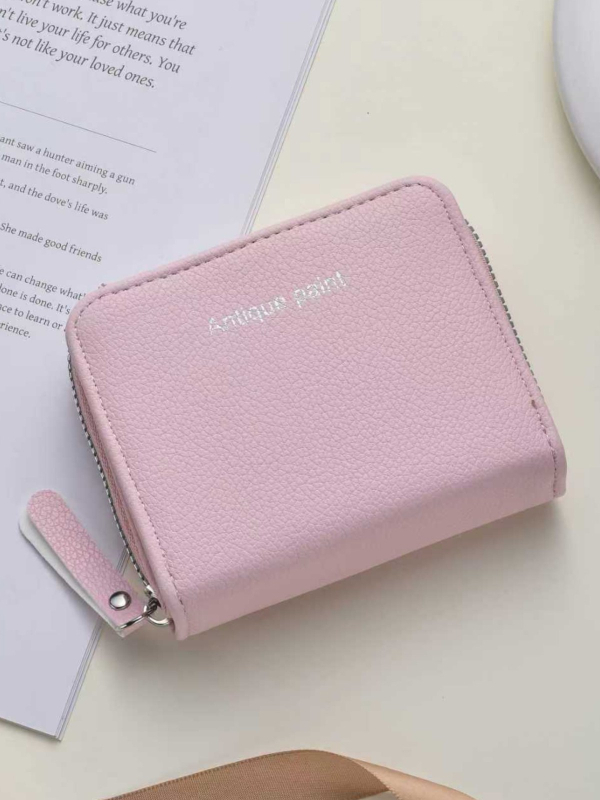 Novčanik za novčiće sa zatvaračem — gradski minimalistički stil, PU materijal, 2 preklopa, jednobojni uzorak, vodootporan i otporan na habanje (PU, 2 preklopa, jednobojni uzorak, vodootporan i otporan na habanje)