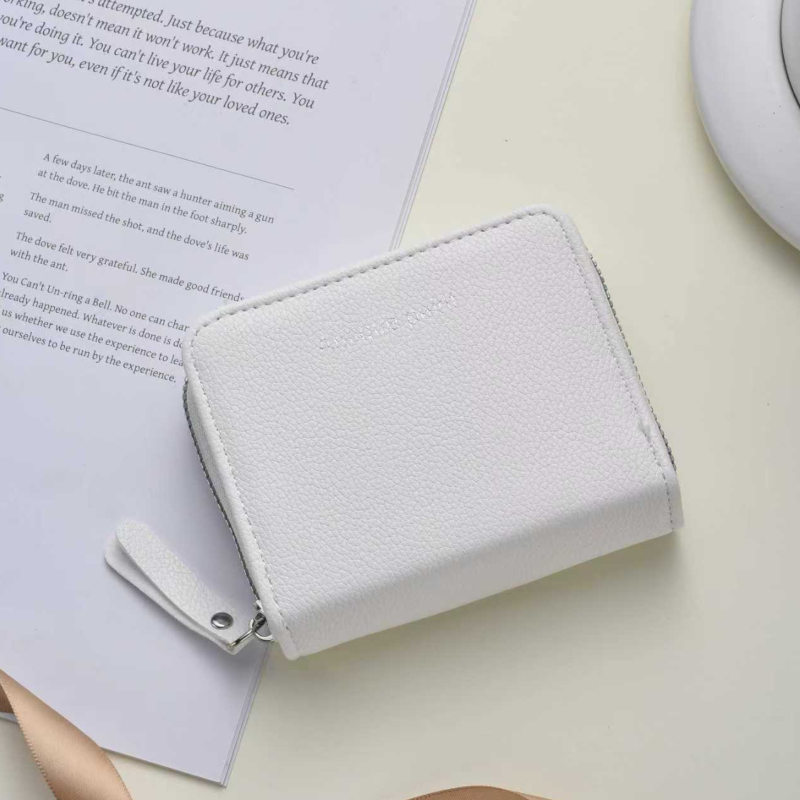 Novčanik za novčiće sa zatvaračem — gradski minimalistički stil, PU materijal, 2 preklopa, jednobojni uzorak, vodootporan i otporan na habanje (PU, 2 preklopa, jednobojni uzorak, vodootporan i otporan na habanje)