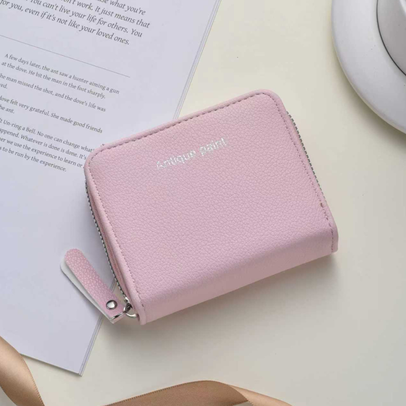 Novčanik za novčiće sa zatvaračem — gradski minimalistički stil, PU materijal, 2 preklopa, jednobojni uzorak, vodootporan i otporan na habanje (PU, 2 preklopa, jednobojni uzorak, vodootporan i otporan na habanje)