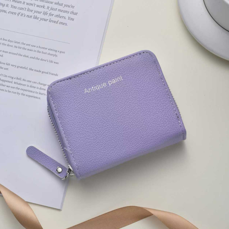 Novčanik za novčiće sa zatvaračem — gradski minimalistički stil, PU materijal, 2 preklopa, jednobojni uzorak, vodootporan i otporan na habanje (PU, 2 preklopa, jednobojni uzorak, vodootporan i otporan na habanje)