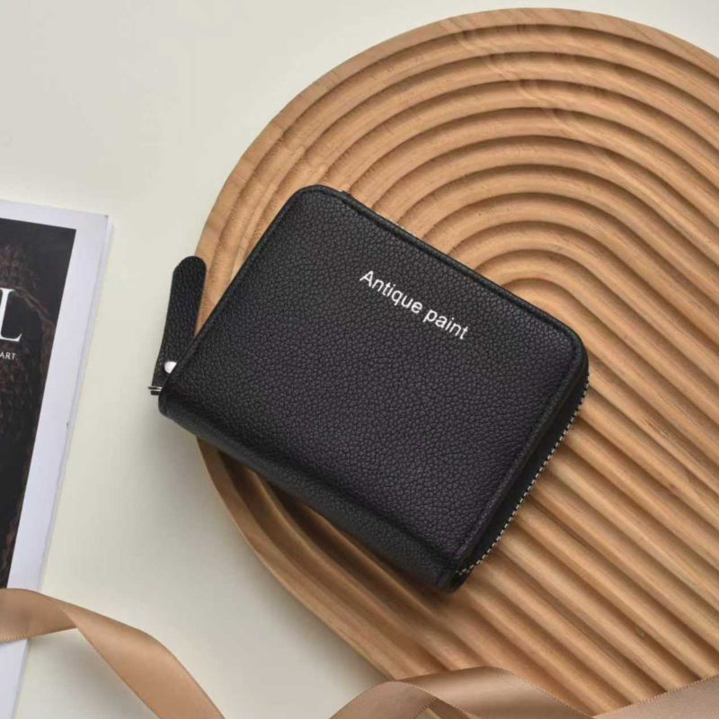 Novčanik za novčiće sa zatvaračem — gradski minimalistički stil, PU materijal, 2 preklopa, jednobojni uzorak, vodootporan i otporan na habanje (PU, 2 preklopa, jednobojni uzorak, vodootporan i otporan na habanje)