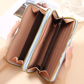 Ženski novčanik-clutch sa zatvaračom, proširivi dizajn, PU nubuk tekstura, anti-theft, casual stil, ljeto 2025