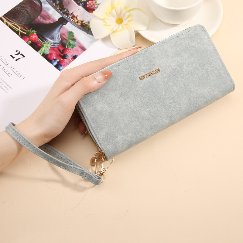 Ženski novčanik-clutch sa zatvaračom, proširivi dizajn, PU nubuk tekstura, anti-theft, casual stil, ljeto 2025