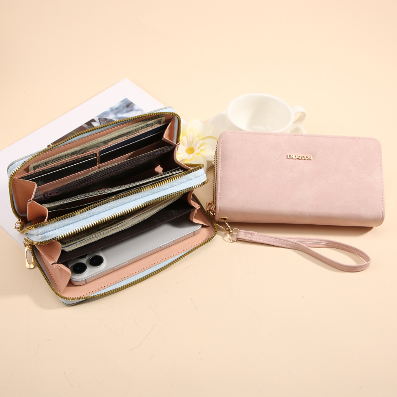 Ženski novčanik-clutch sa zatvaračom, proširivi dizajn, PU nubuk tekstura, anti-theft, casual stil, ljeto 2025