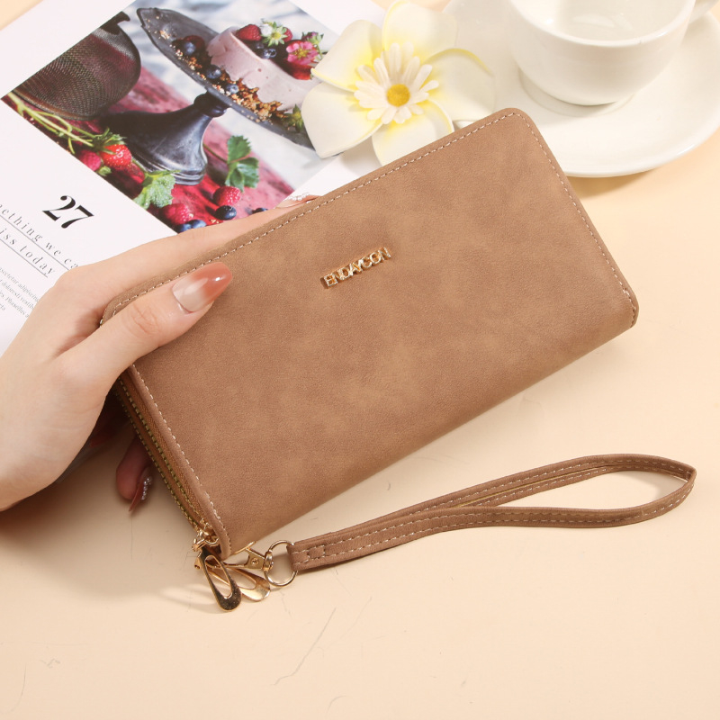 Ženski novčanik-clutch sa zatvaračom, proširivi dizajn, PU nubuk tekstura, anti-theft, casual stil, ljeto 2025