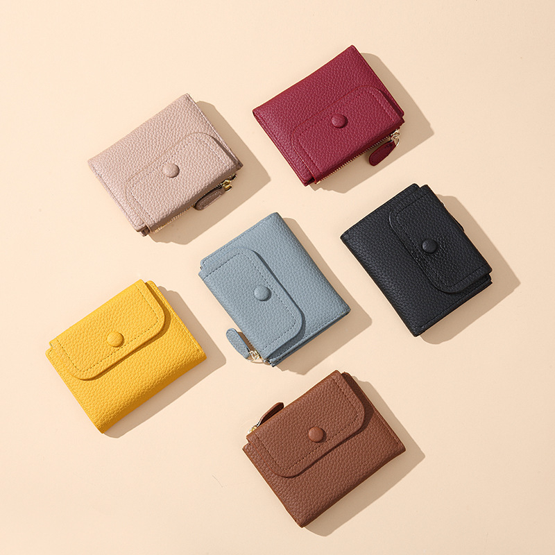 Ženski novčanik: urban minimalistički stil, više kartica, PU koža, tekstura lychee kože, model 6826