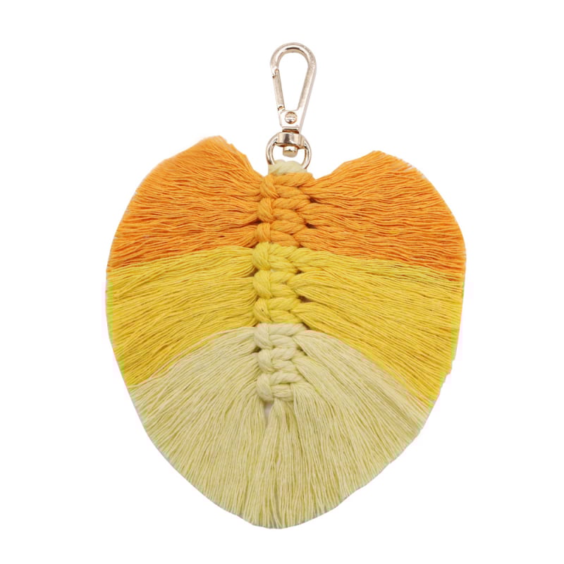 Κλειδοθήκη με χειροποίητο πλεκτό φύλλο, μποέμ φούντα με φτερά, 91–100% βαμβάκι, ριγέ μοτίβο, τετράγωνο σχήμα